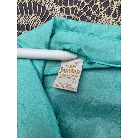 Vintage 80s Windbreaker 1980s Teal Day Glow Spring Hipster New Wave Size Medium - Picture 3 of 4